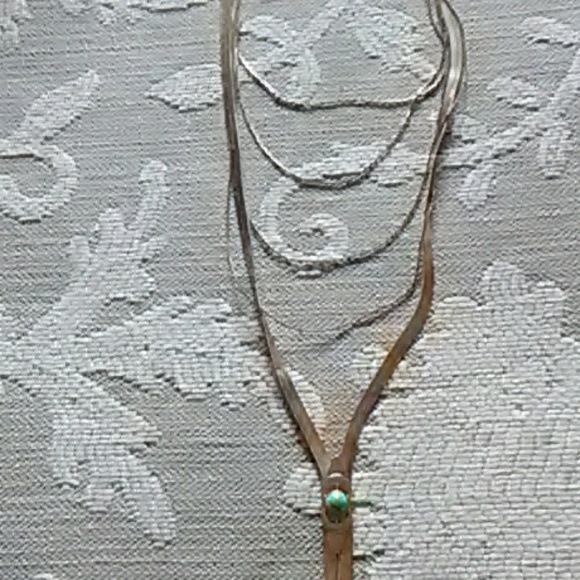 Gold/turquoise layered necklace - Picture 1 of 4